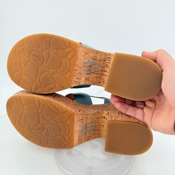 Kork-Ease Womens Tish Sandals Platform Block Heel Blue Leather Slingback 10 M - Picture 12 of 15